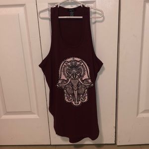 burgundy tank top